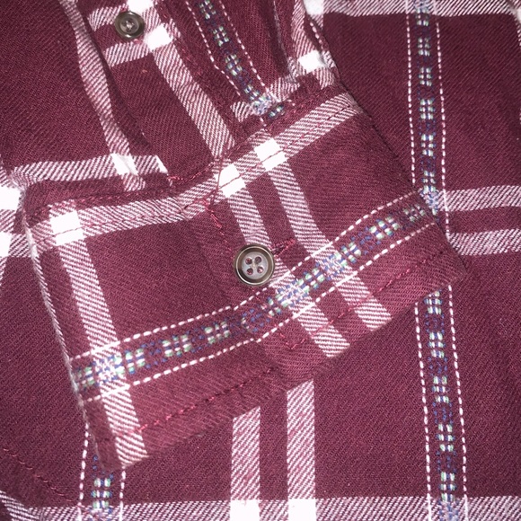 Men’s Burgundy Plaid Flannel - Picture 4 of 4